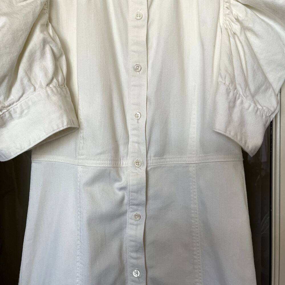 FRAME Gillian Dress Ecru Puff Shoulder Off White Size XS Mini Chic Cute Sexy - Picture 9 of 16